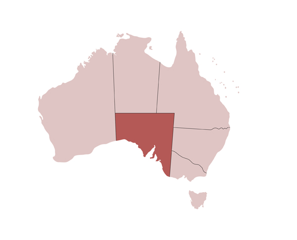 Carte de l'Australie du Sud et de la région d'Adélaïde