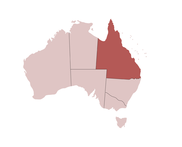 Carte d'Australie et de la région du Queensland et de Cairns